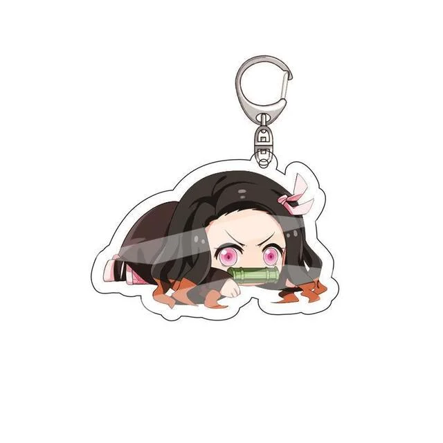 O Japão Anime caçador de demónios chaveiro adorável figura pendente de acrílico Chaveiro Cartoon Character Llavero Key Ring