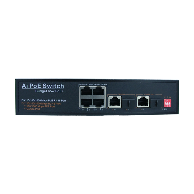 Unmanaged Intelligent Poe Switch 1 Gigabit Uplink Network/SFP Port 1 Kombisteam