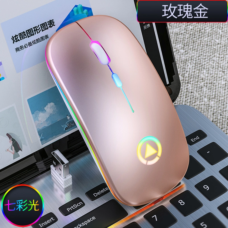 Neue ultradünne Mini A2 Wireless Mouse Silent Mute wiederaufladbare LED Bunte Lichter Computermaus