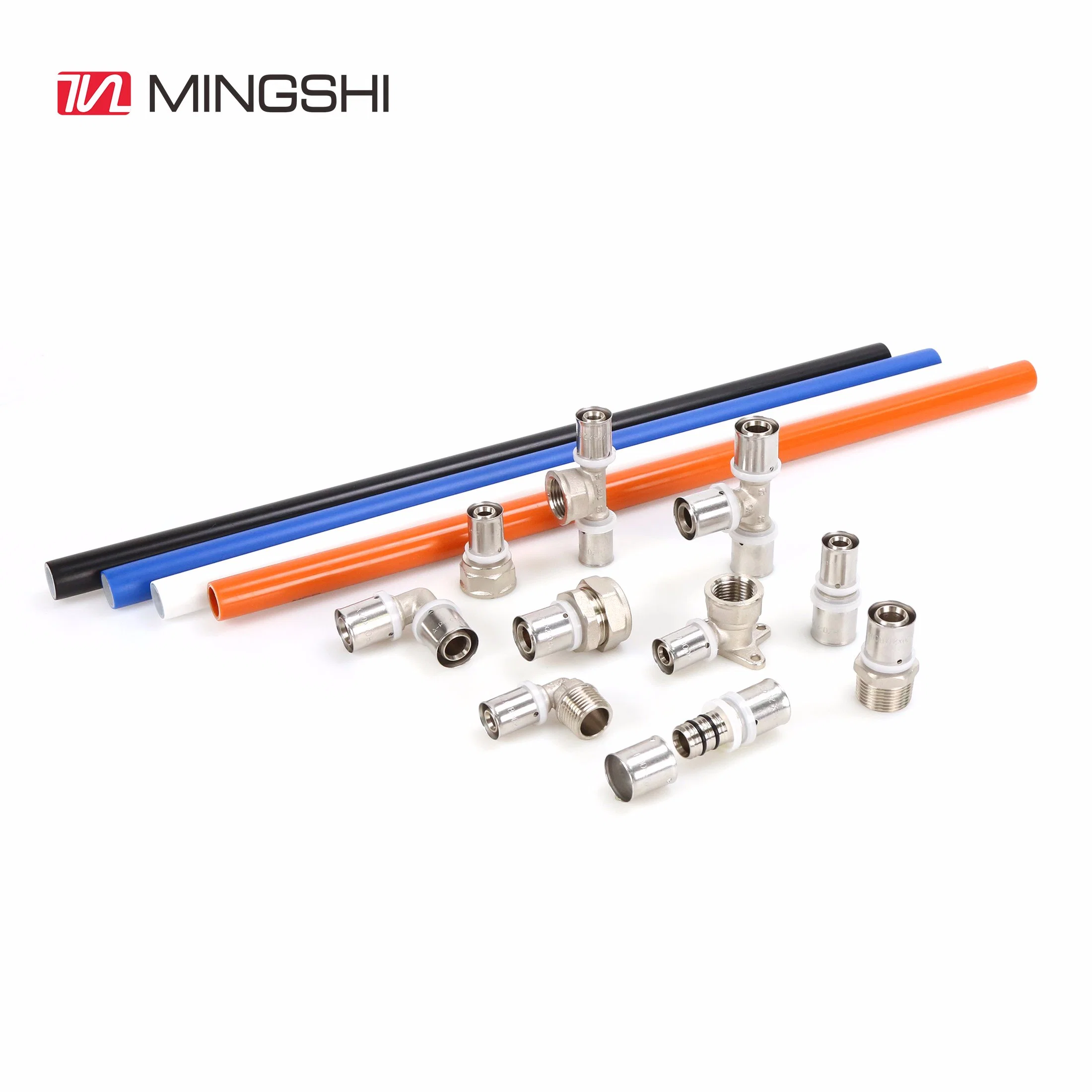 Mingshi Plumbing Materials Floor Heat Water Supply Pexalpex Pipe Fitting with Watermark/Acs/Aenor Wall Plated Male Elbow Press Brass Fittings