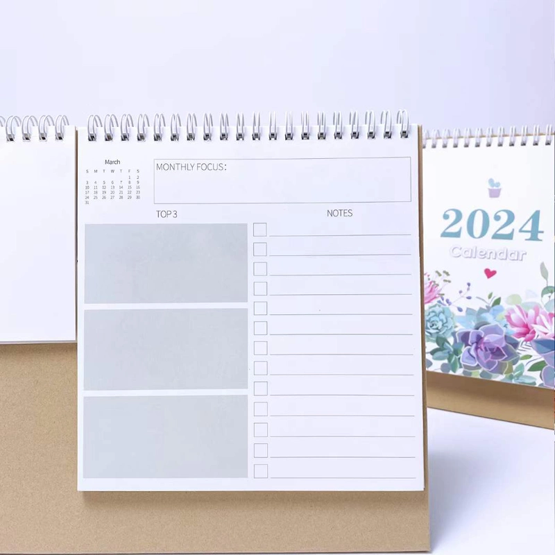 2024 Creative Simple Business Desk Desk Calendar Calendar with Sticky Notes Can Add Logo