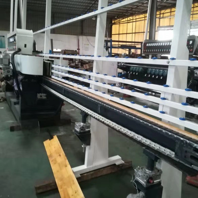 Automatic Glass Straight Line Edging Polishing Grinding Beveling Mitering Round Pencil Processing Edger Line Machine Machinery