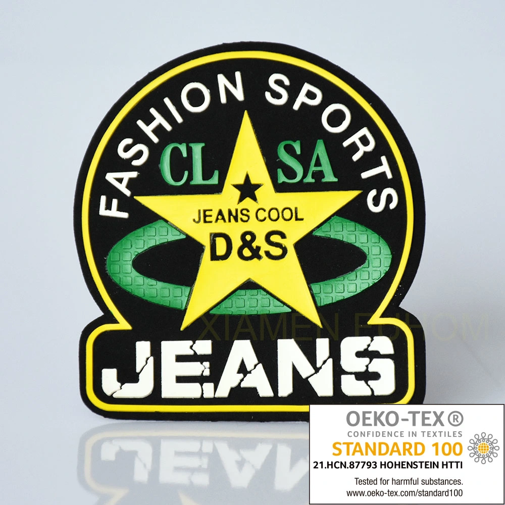 New Design Sew on Custom Colorful 3D Raised Silicone/Silicon Logo Soft Microfiber Leather Label for Clothing