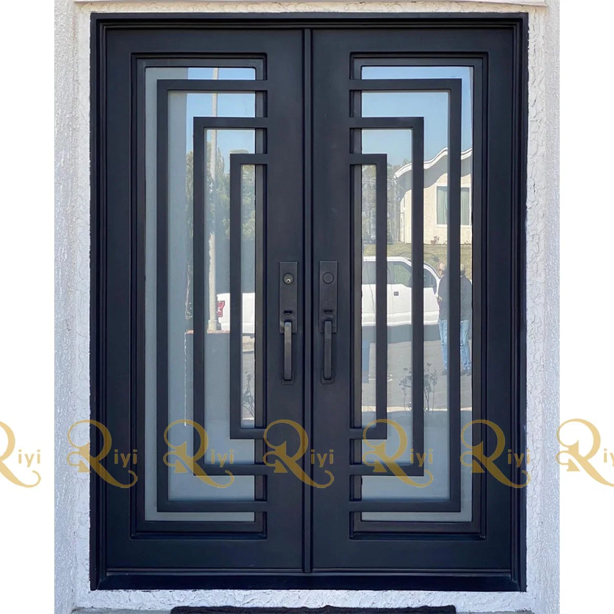 Excellent Quality Main Accept OEM /ODM Square Wrought Iron Door Double Exterior Iron Entrance Door