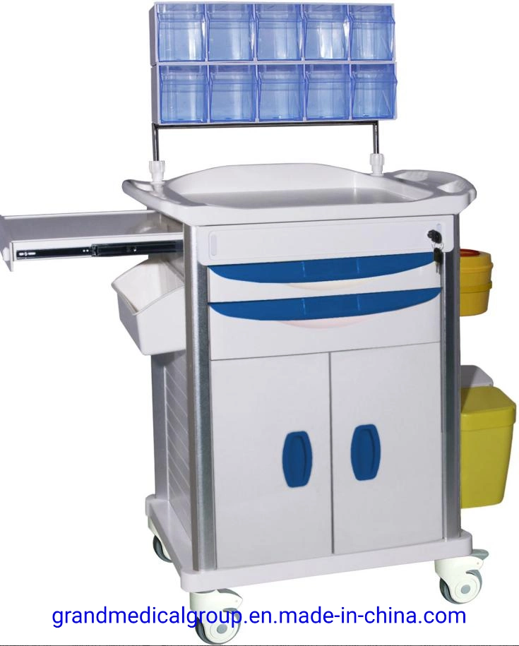 Hospital Furniture Manufacture Medical Emergency Cart Anesthesia Trolley for Hospital