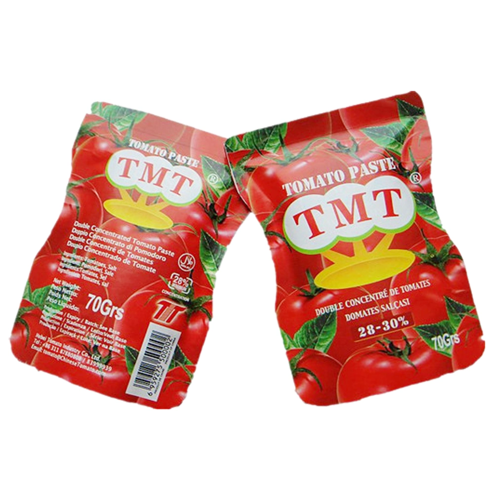 Tomato Paste Sachet Standing Pouch 70g with 22-24% Brix