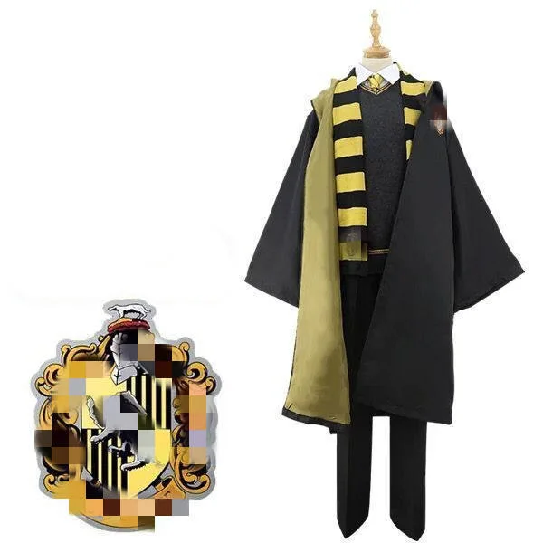 Halloween Costumes Cosplay Anime Harry Robe Magic Wands Black Hat Striped Necktie Scarf Cloak for Adult Kids