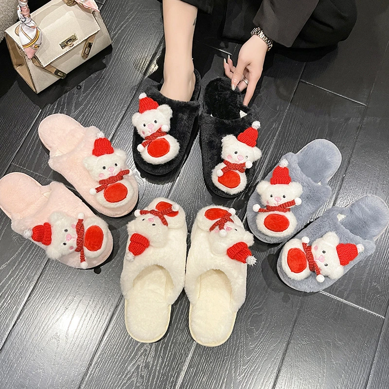 New Design Fashion Anti-Slip Winter Plush Slippers Fashion Furry Slippers for Women