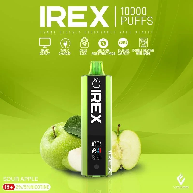 Original Irex Bar 10000 Puffs Factory Direct Sale Aivono Tugboat Vaporizer Smart Screen 0% 2% 5% Vipe Double Mesh Coil Vape Pen