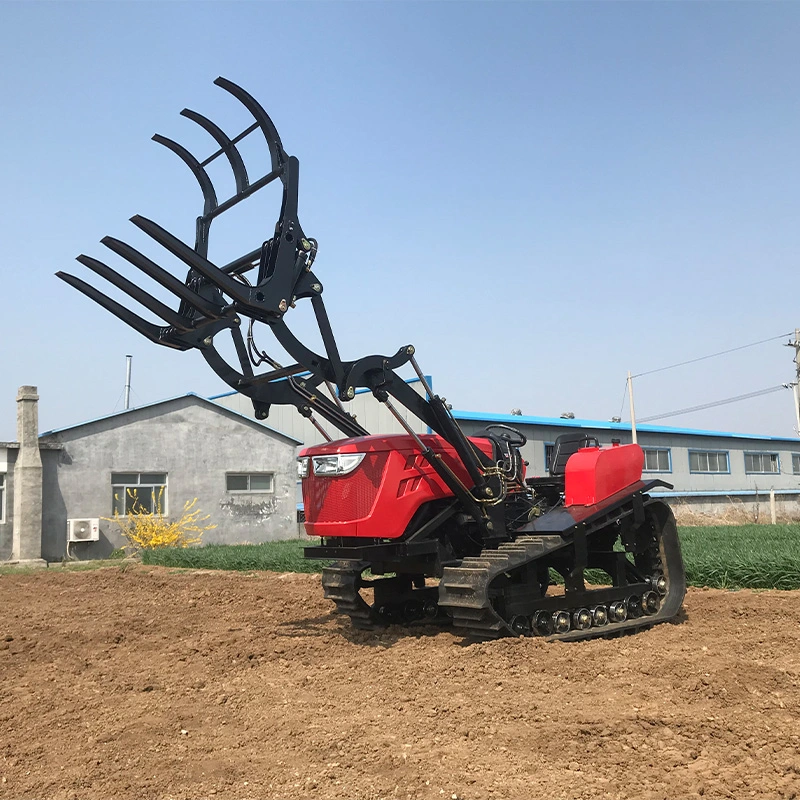 Petite maison verte droit du tracteur à chenilles de moteur diesel Compact Multi fonction pulvérisateur 9 en 1 pince à préhension de semis d'engrais de haute qualité ajoutée de râteau