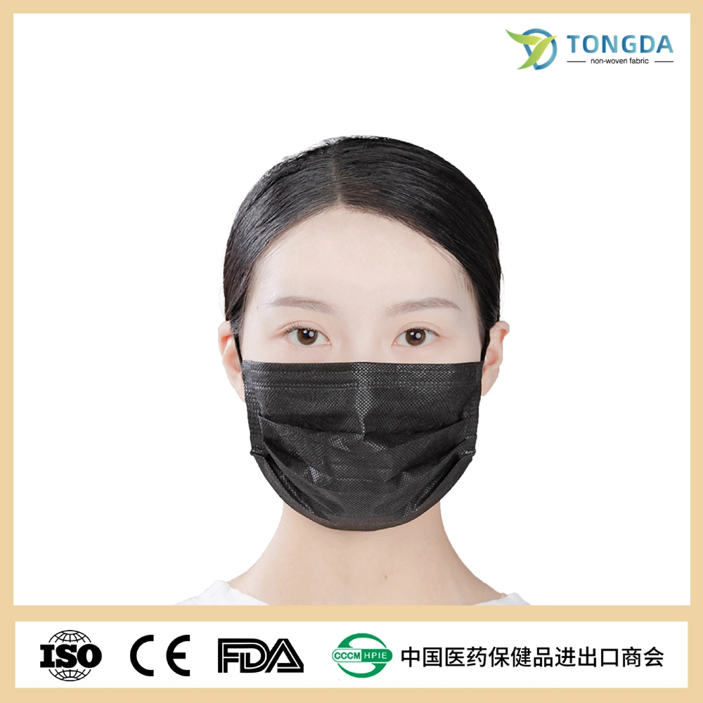 Disposable 4 Ply Active Carbon Non-Woven with Earloop Black Medical Face Mask