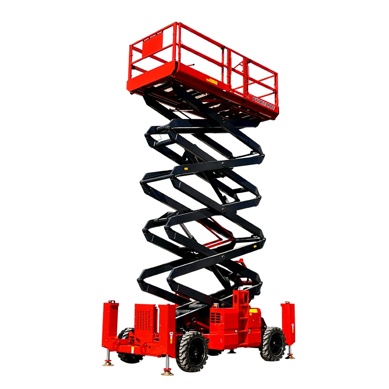 Rough Terrain Scissors Lift Platform Electric Driving Working Platform Lifting Height 8m 10m 12m 16m 18m Aerial Work Platform