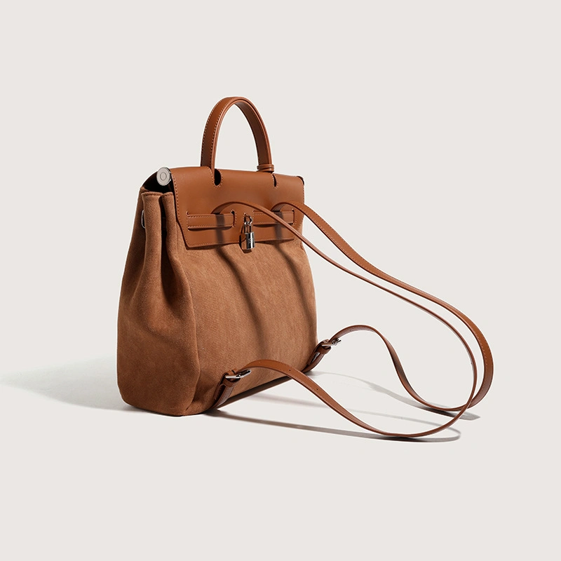 Mujeres hombro Ins Retro Suede escolar Bolsa de moda Gran capacidad Mochila Tote Bolsa de PU