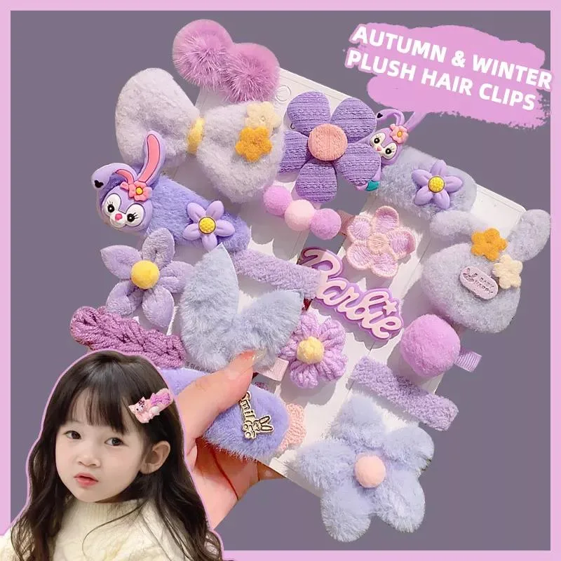 9pcs/Set niños Autumn Plush tela Cabello clips Korean Cute Cartoon Accesorios para el pelo de los niños Hairagarres para regalo de las niñas del bebé