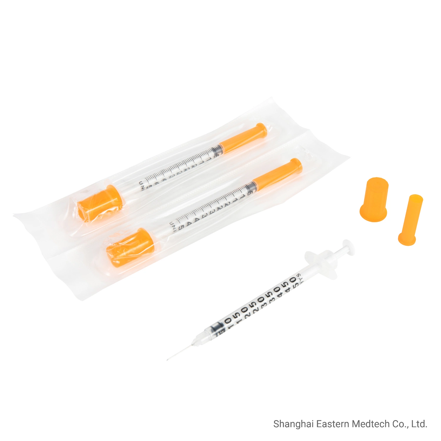 10PCS Per Bag Insulin Injection Disposable Medical Sterile Colored Insulin Syringe with Orange Cap and Needle