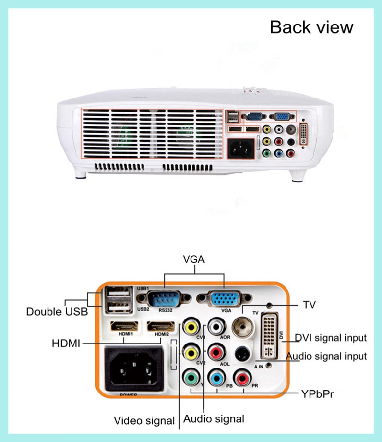 3 LED 3LCD HDMI Audio Vidéo projecteur in out