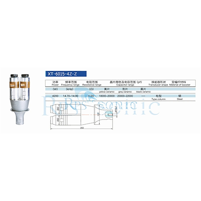 Opération à grande vitesse de soudage par ultrasons Transducteur à double vibrateur Transducteur piézoélectrique 15kHz.