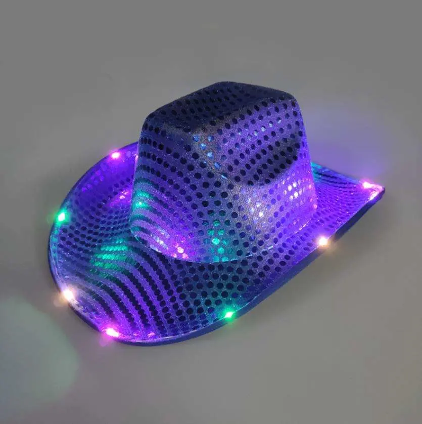 2023 populaire Design Party Supply LED clignotant Cowboy Hat Factory Alimentation