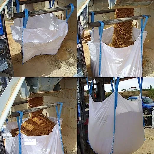 Jumbo FIBC Bulk Bag U Panel One 1 Ton Bag Sand Bag, 35"L X 35"W X 35"H 180 Gallons 1000kg Swl Open Top Flat Bottom Woven Polypropylene Big Bag