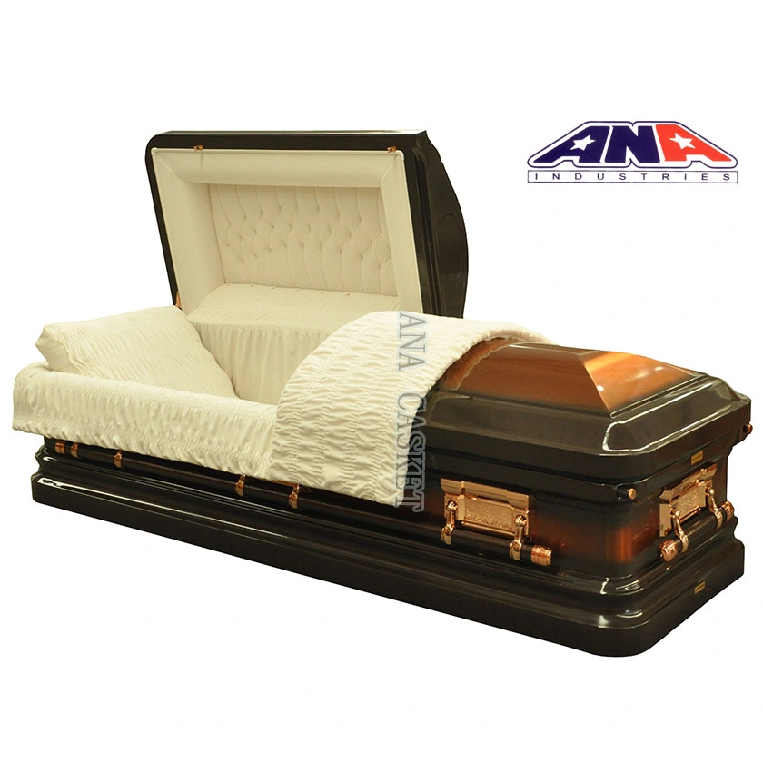 Brush Bronze 18ga Steel Spuare Corner Funeral Metal Casket