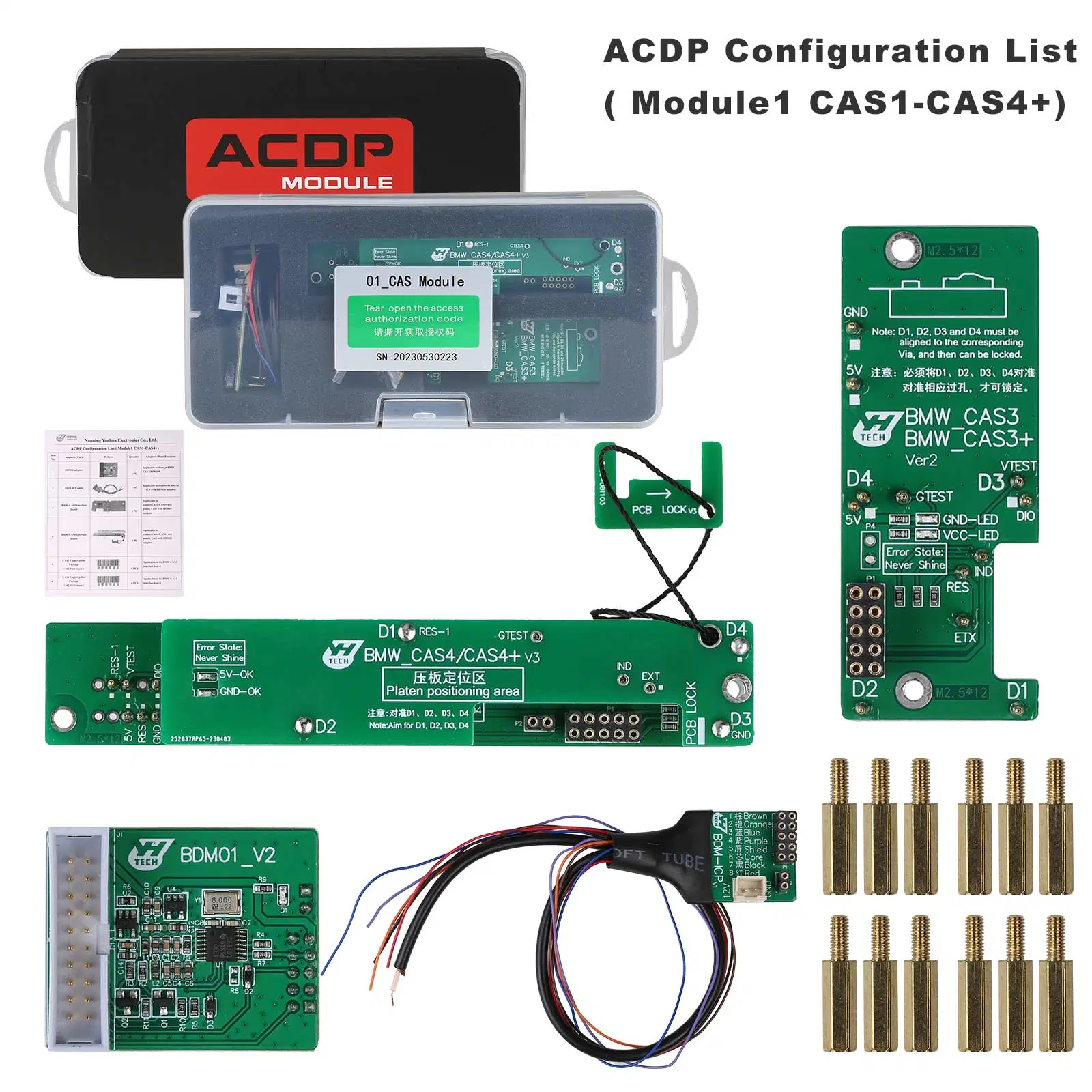 Yanhua Mini ACDP-2 BMW paquete IMMO con Module1/2/3 para BMW CAS1-CAS4+/Fem/BMW DME isn Leer y escribir añadido B48/N20/N55/B38 Banco de la Junta