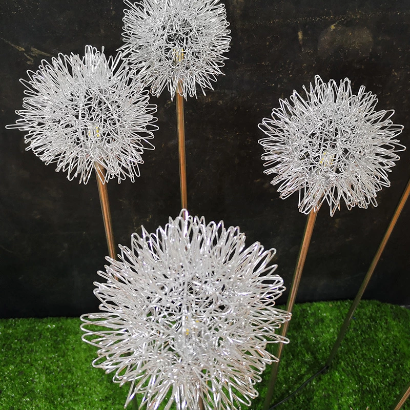 Venda por grosso de fabricantes de fio de alumínio Ball Dandelion lâmpada luminosa exterior Iluminação de jardim relvado do Projeto Plug Lâmpada Paisagem