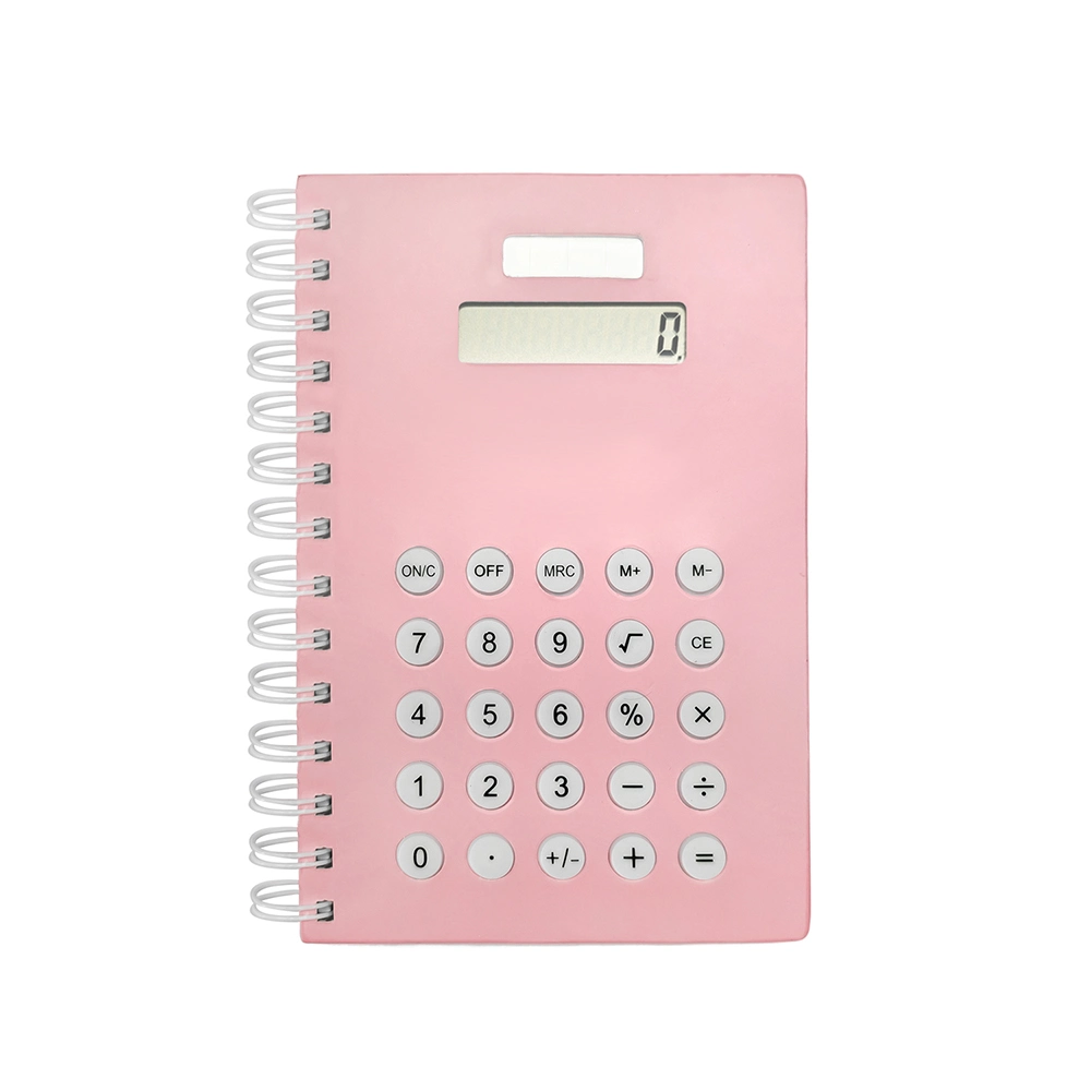 Smart Pink Eco Friendly Notebook with Solar 8 Digit Calculator