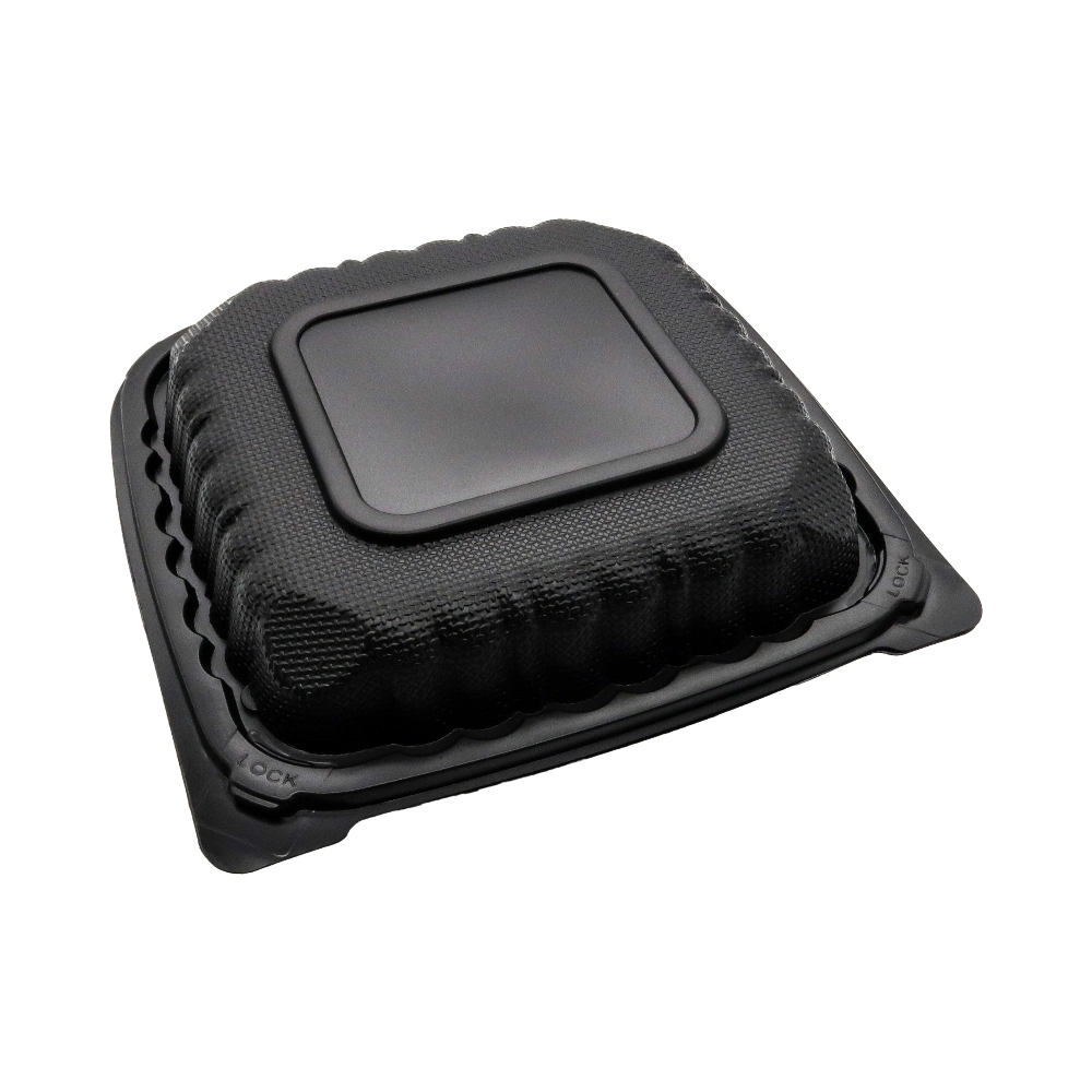 Convenient Microwave Heating PP Plastic Black Clamshell Lunch Box