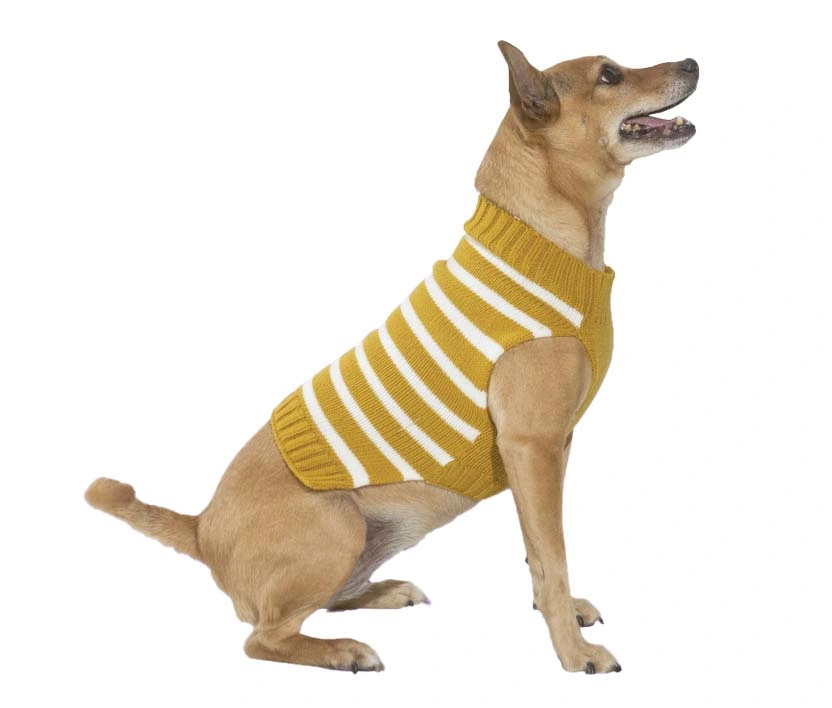 Invierno vacaciones Yellow Stripe Perro fitness Sweater de punto ropa para mascotas