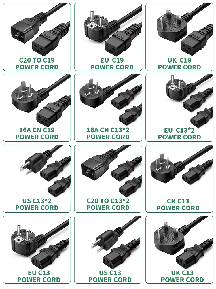 USA EU Tested Power Cord British Standard AC Power Plug 3 Pin Power Cord for Computer Server