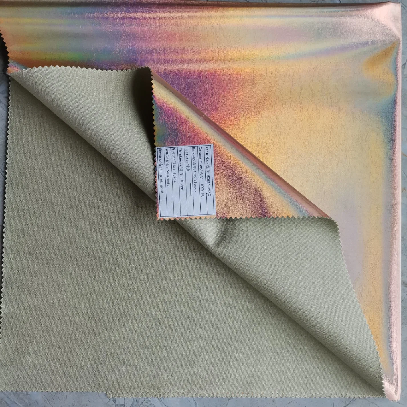 Foiled Synthetic PU Leather with Colorful Look for Garment