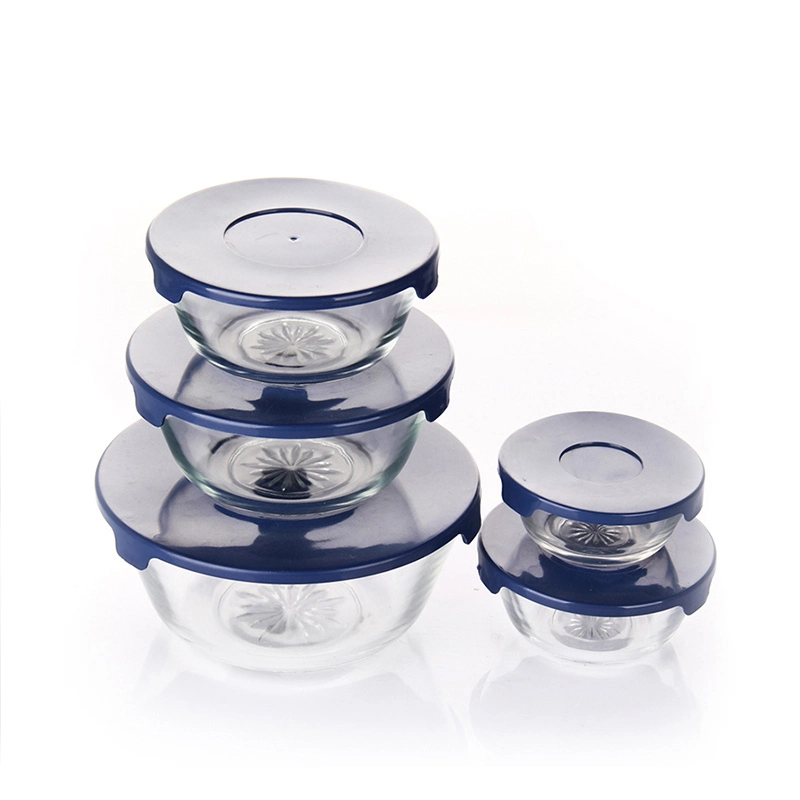 5PCS Microwavable Restaurant Borocilicate Glass Lunch Box Food Bowl Container with Lid