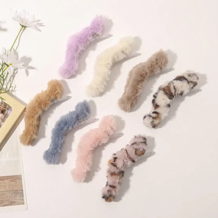 Fashion Autumn and Winter Pink 13 Cm Faux Fur Hair Claw Clip Hair Accessories Claw Clips Korean Women