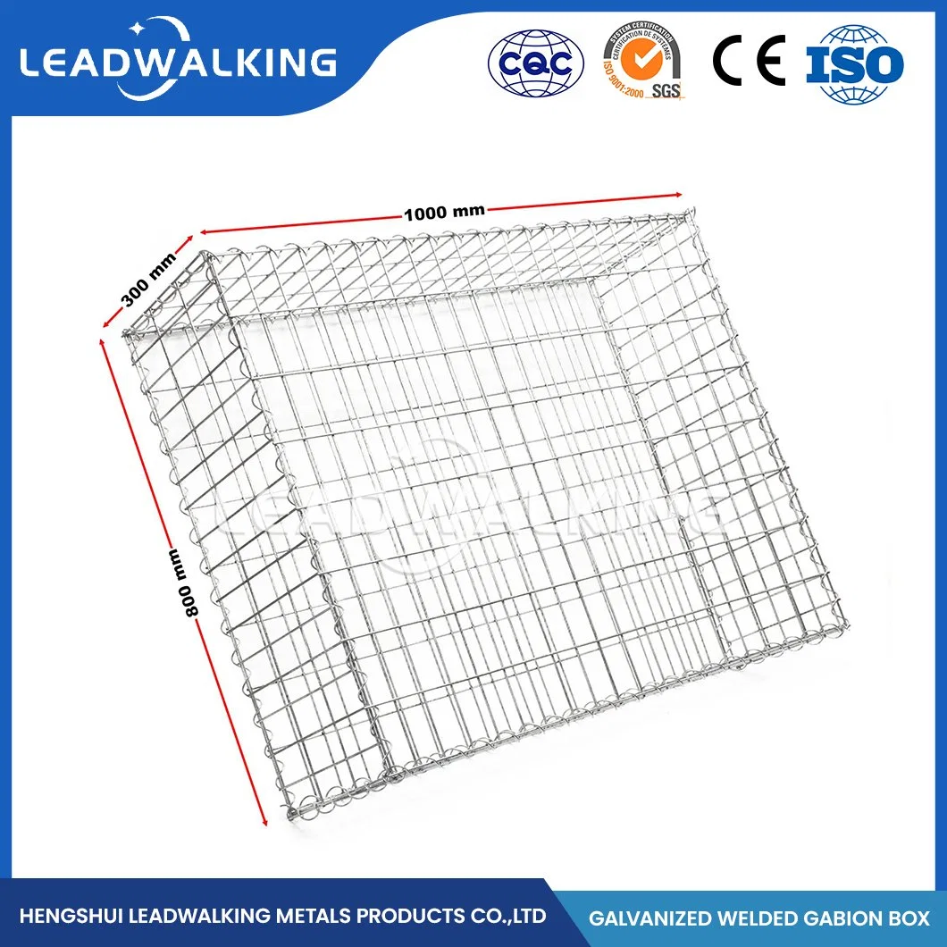 Leadwalking 80X120mm Mesh Square Gabion Supplier 3.5/4mm Wire Thickness Galvanized Welded Gabion Mesh China 80*20*20 Size Galvanized Welded Gabion Box