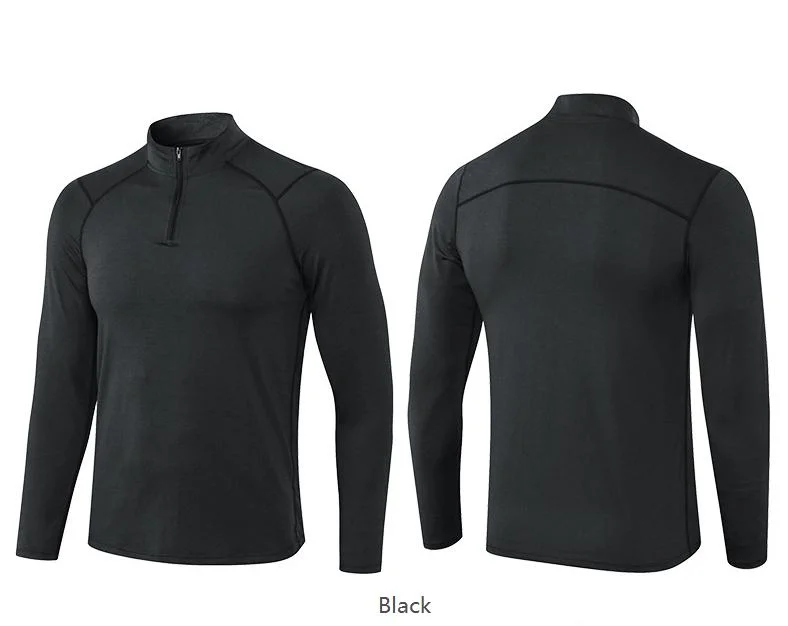 Custom Long Sleeve Half Zipper Training T Shirt Quick Dry Athletic Sportswear