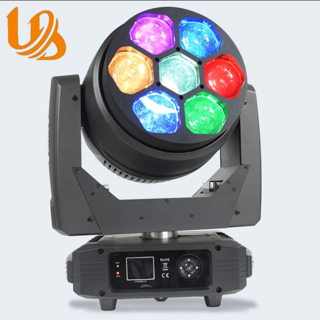 7X40W Zoom IP20 RGBW LED Moving Head Bee Eye Light with Flight Case for Party Show