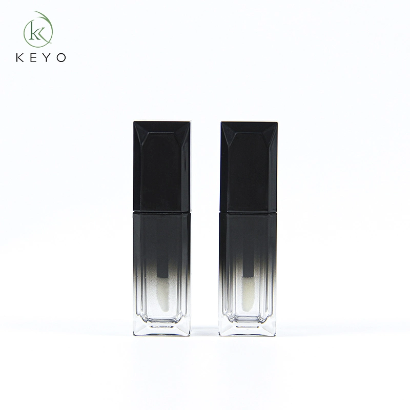 Free Sample Custom Plastic 6ml Square Black Gradient Lip Gloss Tubes Packaging