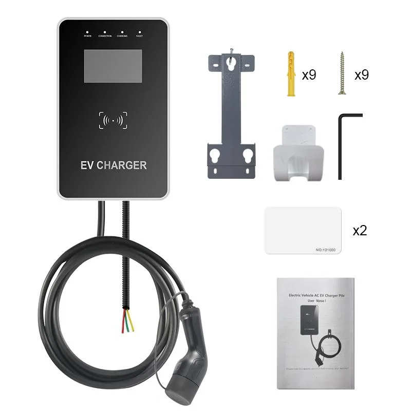 Wallbox Charger Station 7kw 32A Type2 Level1 IP55 with RFID Card 4.3 LCD Screen AC EV Charging Station