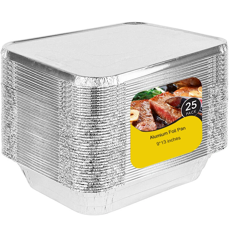 Half Size Foil Pans with Lids 25pack 50pack Disposable Rectangle Round Aluminum Foil Food Containers Trays