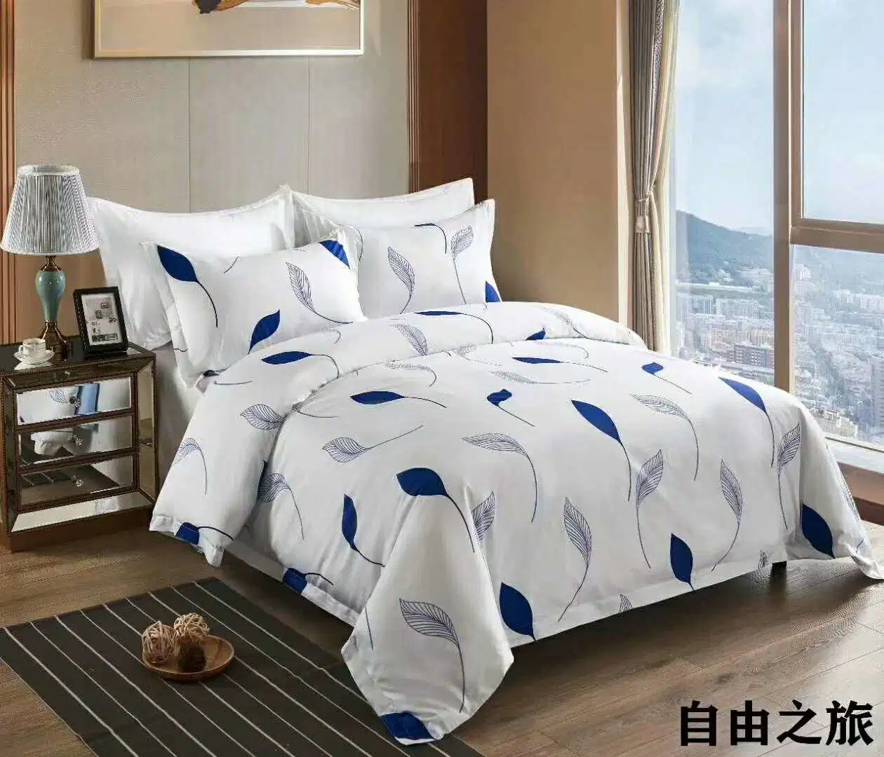 Hotel de 4 PCS Shenone White King Bedsheet ropa de cama Ropa de cama de lujo 100% Algodón Sábana