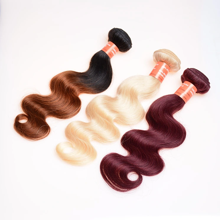 Factory Price Colored Body Wave Ombre Human Hair 100% Raw Virgin Mongolian Human Hair Weaving Omber