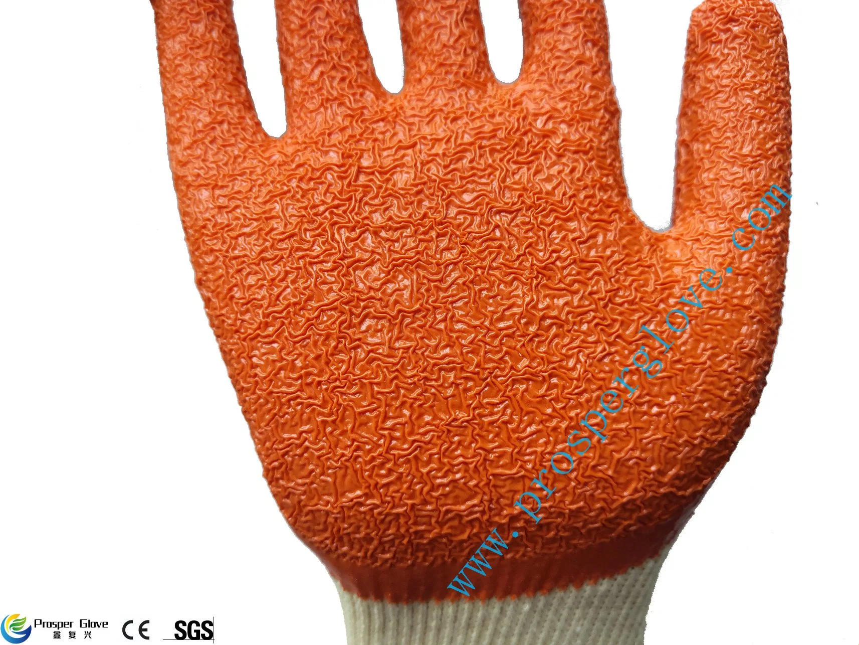 En388 CE 5 Thread Cotton Protective Labor Rubber Latex Crinkle Coated Industrial Working Safety Work Glove