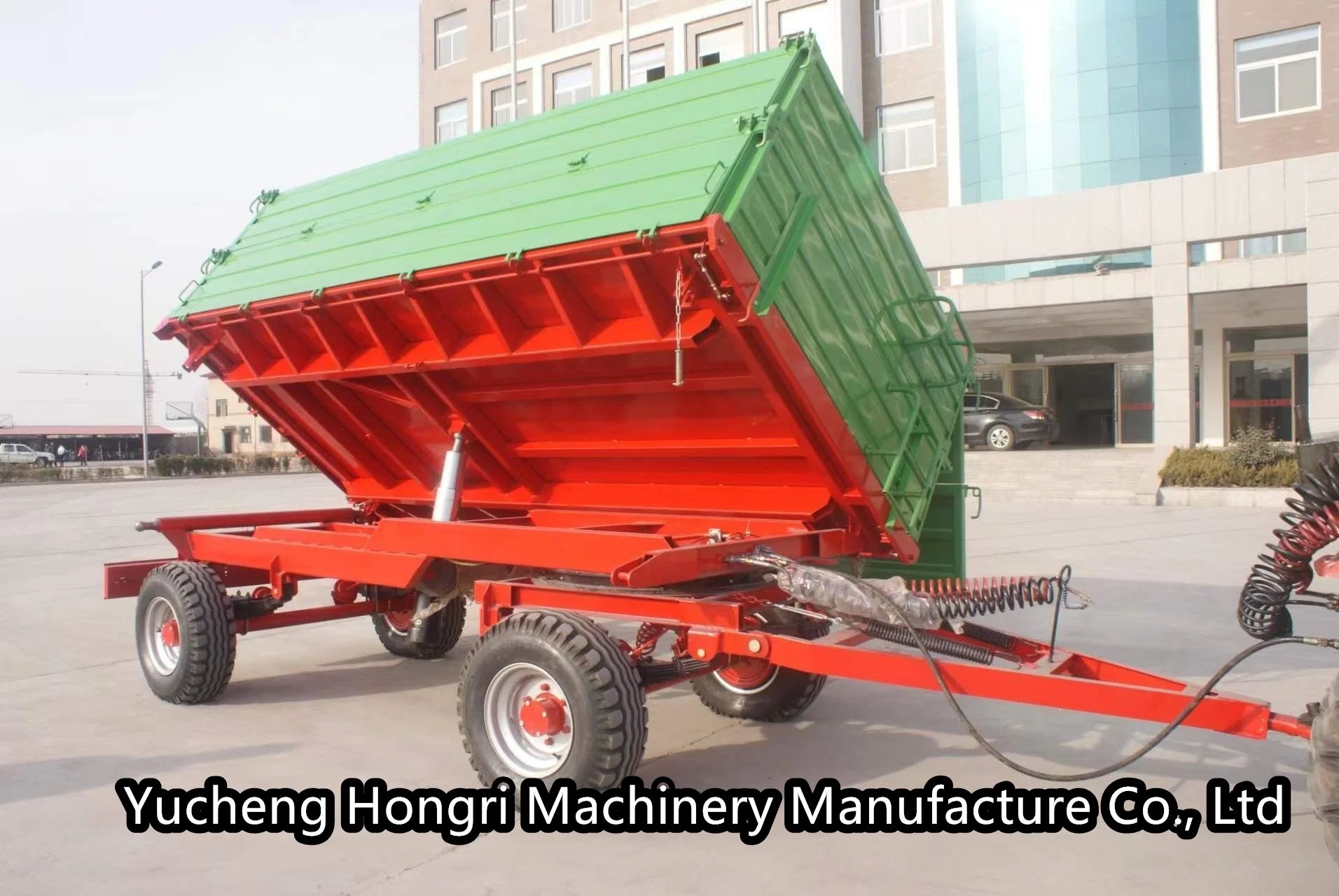 Agricultural Machinery 4 Tyres Double Axle Agricultural Hydraulic Tipping Trailer