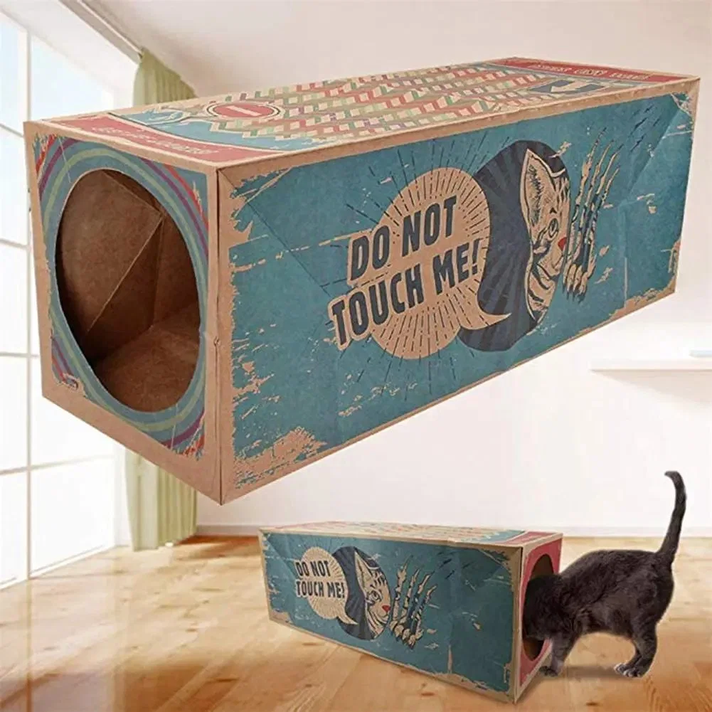 Funny Cat Tunnel Toy Foldable Holes House Kitten Kraft Paper Tunnel Cave Hide and Seek Toys for Cats Pet Interactive Toys