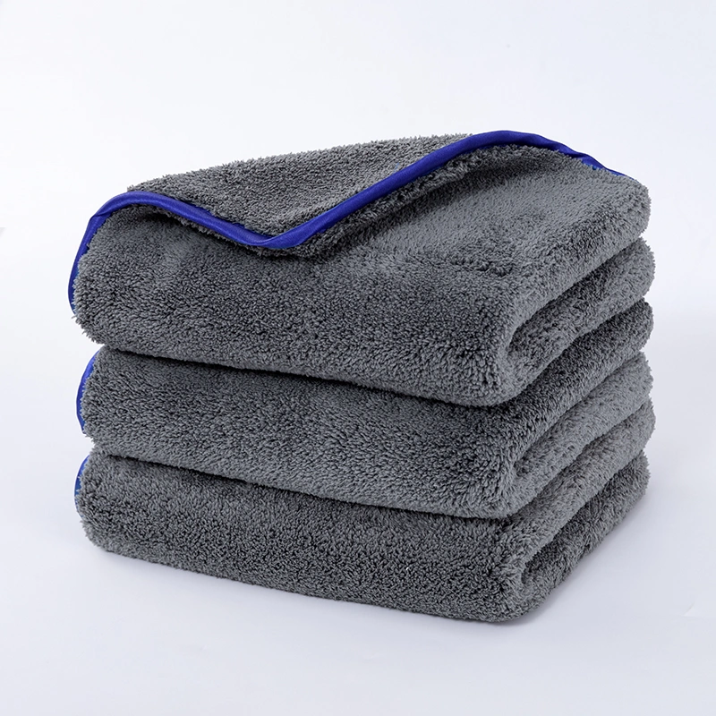 Deluxe Double couche de lavage de voiture en peluche Serviette absorbante 1000Serviette de nettoyage en microfibres GSM Voiture