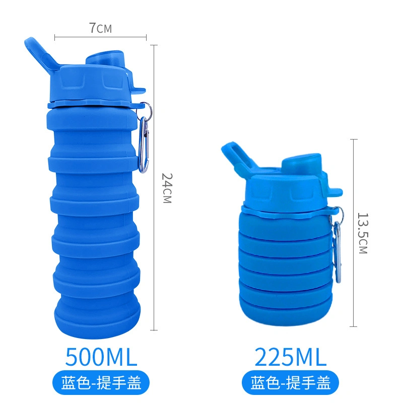 Water Foldable Collapsible Silicone Reusable Water Bottle BPA Free with Custom Logo