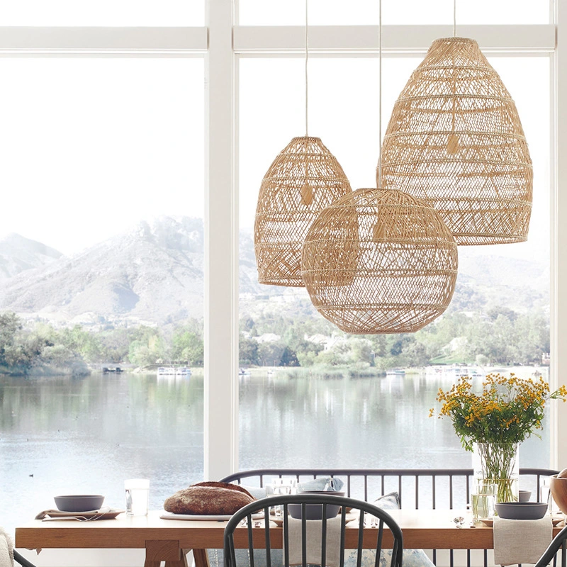 Retro Rattan Art Floor Lamp Modern Lighting Chandelier for Living Room