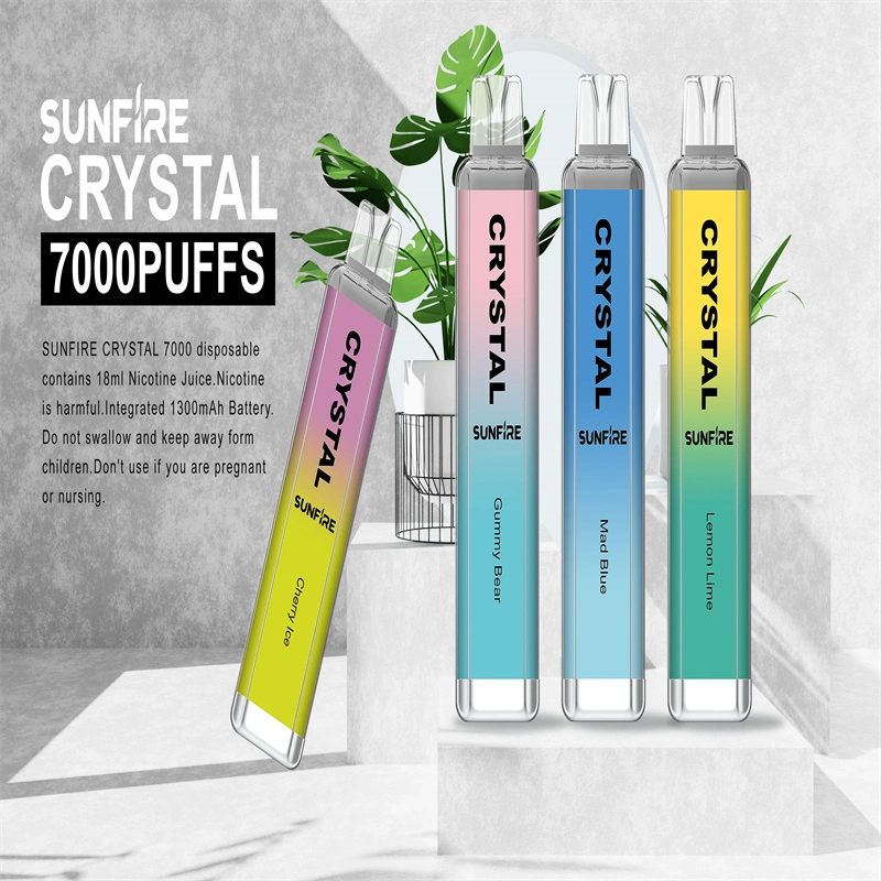 Sunfire Crystal 7000 Puff 7K Disposable/Chargeable vapes Features 16ml Vape 0% 2% 3% 5% 1300mAh Vape 7000 Puf Pufs 7000puffs 7000 7K 12K Puffs Vape