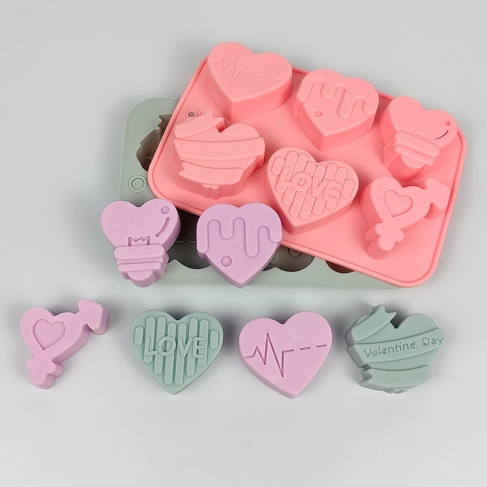 BPA Free Six Holes Love Shape Chocolate Mold Silicone Cake Mold