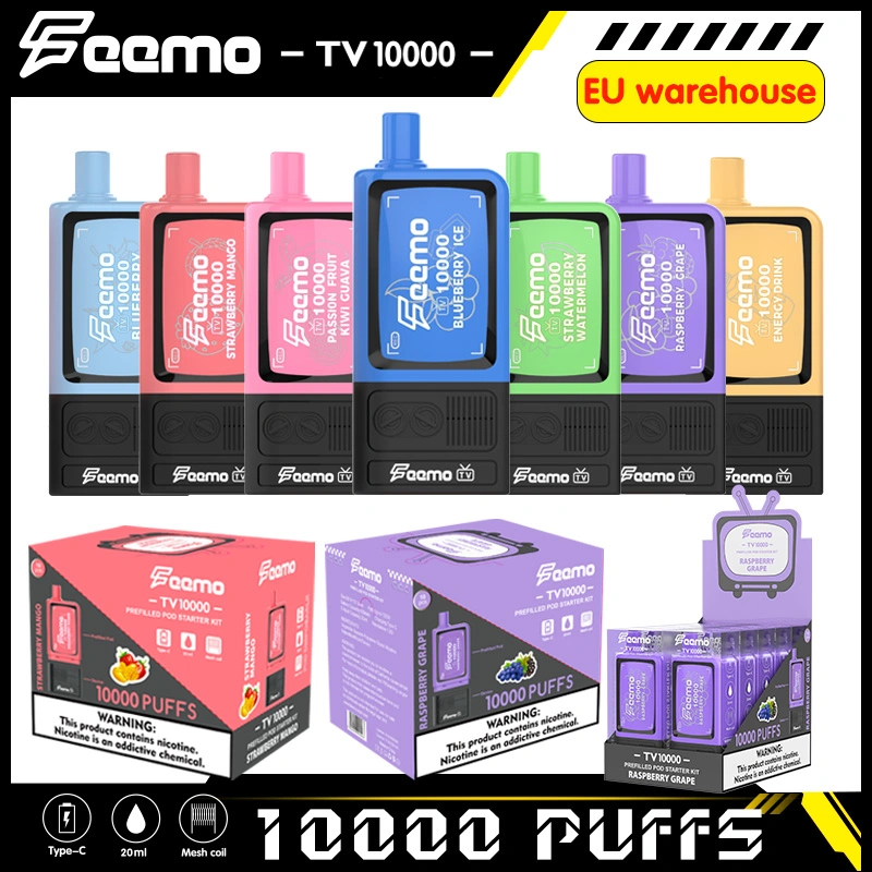 EU Hot Seller Feemo TV Disposable E Cigarette 20ml 10000 Puffs Pod with 5% Nic E-Juice